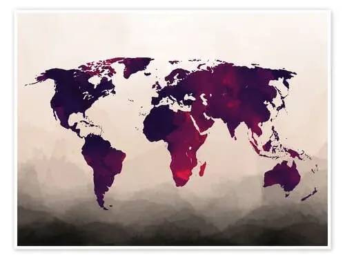 Mapa del mundo en púrpura de Mod Pop Deco