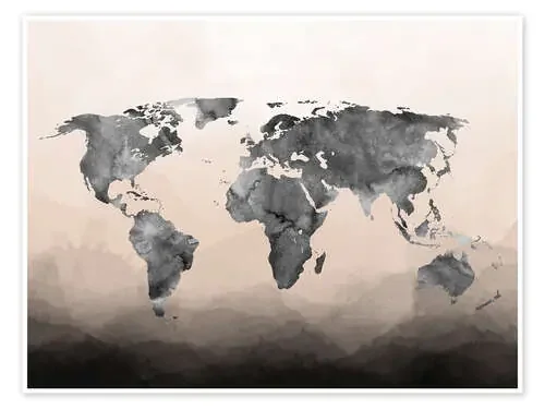 Mapa del mundo gris de Mod Pop Deco