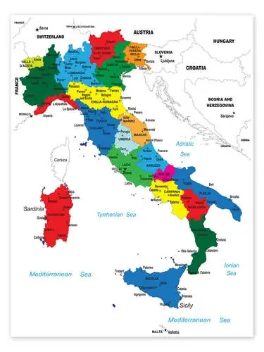 Mapa político de Italia (inglés) Editors Choice