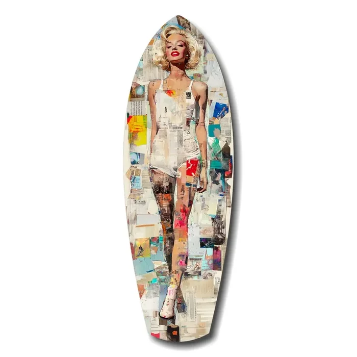 Marilyn in Vintage Swim Suit Glass Wall Art – 12 » X 35 «