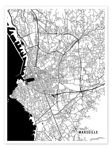 Marseille France Map de Main Street Maps