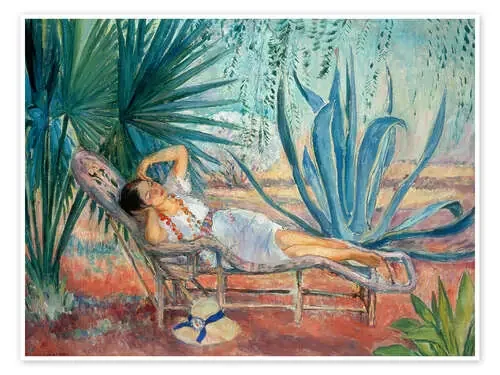 Marthe sleeping in a deck chair in Saint-Tropez de Henri Lebasque ARTOTHEK