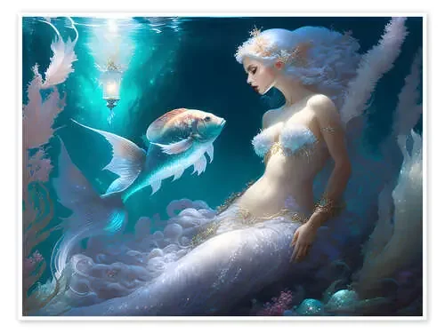 Mermaid with Fish de Elena Dudina