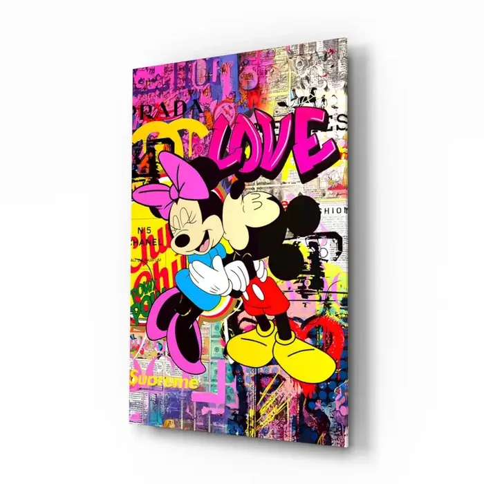 Mickey and Minnie The Color of Love Glass Wall Art Designer Collection – 28.5 » X 18 «