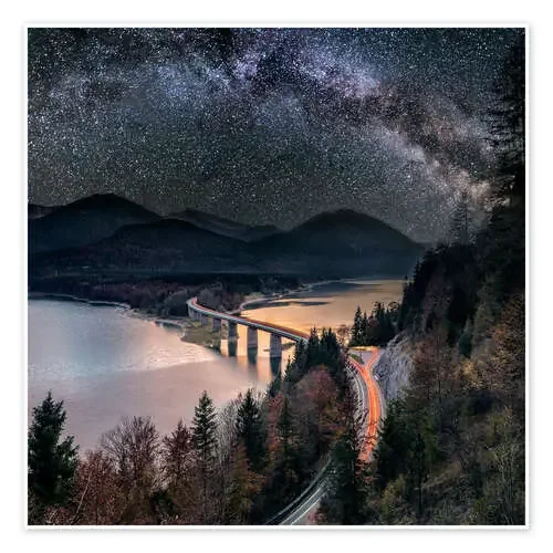 Milky Way at Lake sylvester – Sylvensteinspeicher at Autmun de Dieter Meyrl