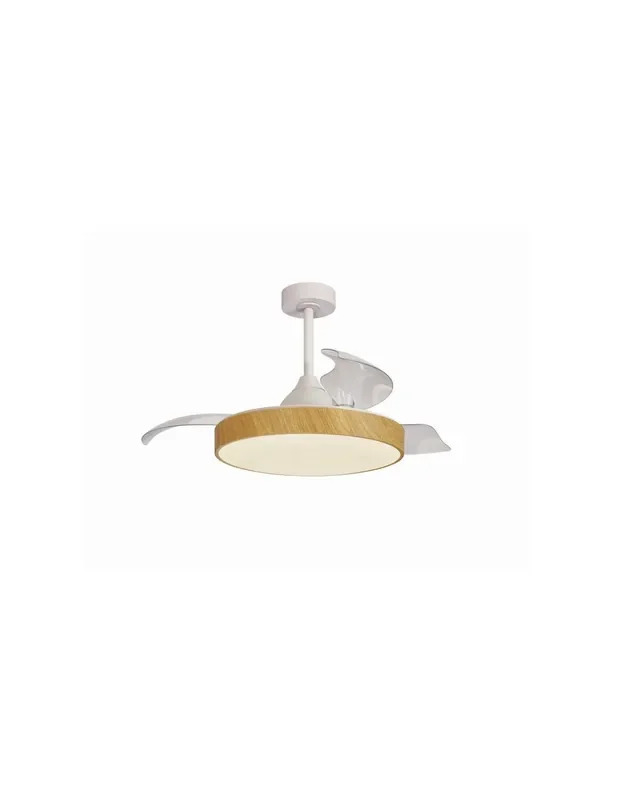 Mini Alaska Ventilador Retráctil Blanco con Madera