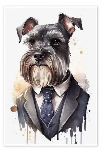 Miniature Schnauzer Wearing Suit and Tie de Dreamscapes