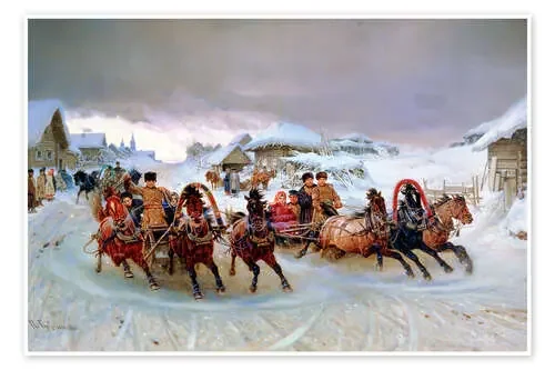 Mit den Troikas zum Faschingsvergnügen. 1889 de Pjotr Nikolajew Grusinskij ARTOTHEK