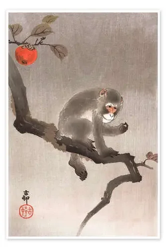Mono en el árbol de Ohara Koson Master Collection