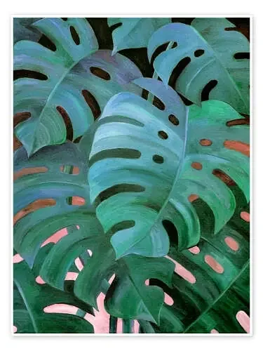 Monstera Love in Teal and Emerald Green de Micklyn Le Feuvre