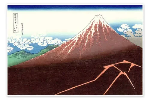 Monte Fuji sobre un rayo de Katsushika Hokusai Master Collection