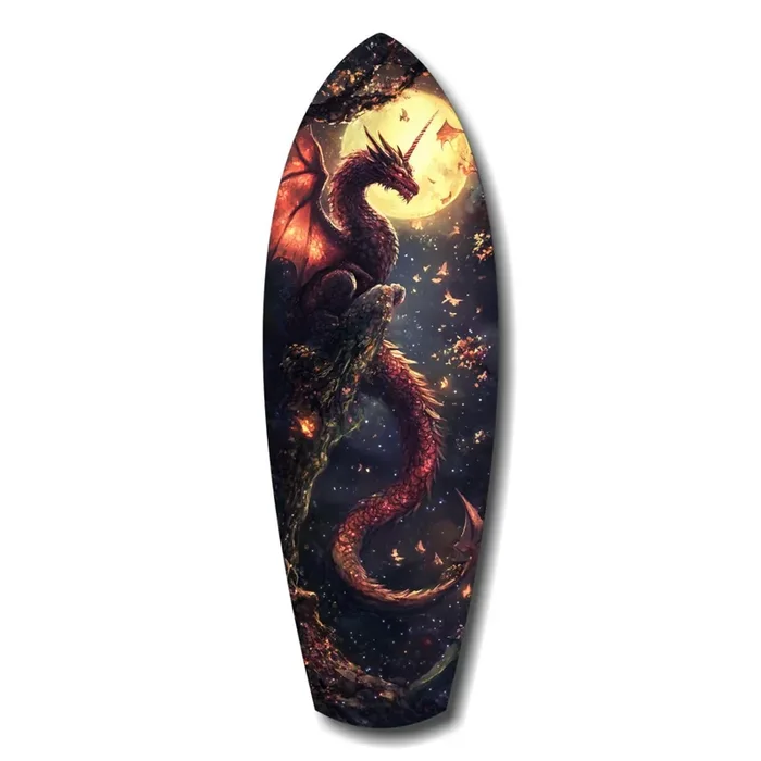 Moonlit Dragon Flight of the Night Glass Wall Art – 12 » X 35 «