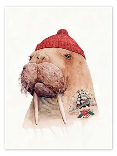 Morsa tatuada con gorra roja. de Animal Crew