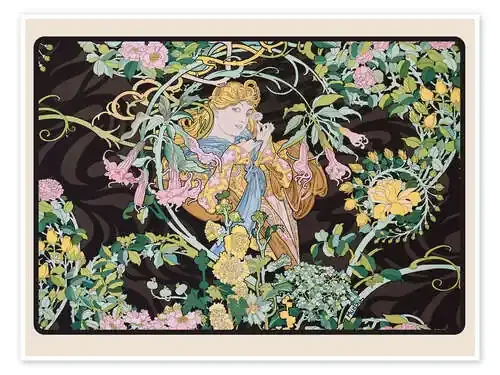 Mujer con margarita de Alfons Mucha Master Collection