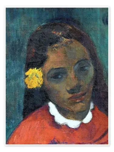 Mujer de Tahití con flor amarilla de Paul Gauguin Master Collection