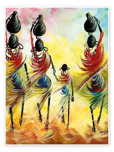 Mujeres africanas llevando agua de Nangida Tanzania Art & Licensing