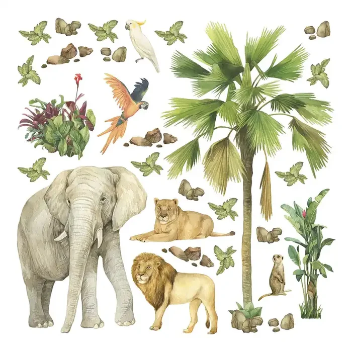 mural decorativo autoadhesivo animales de la selva verde de Sanders & Sanders – 601331