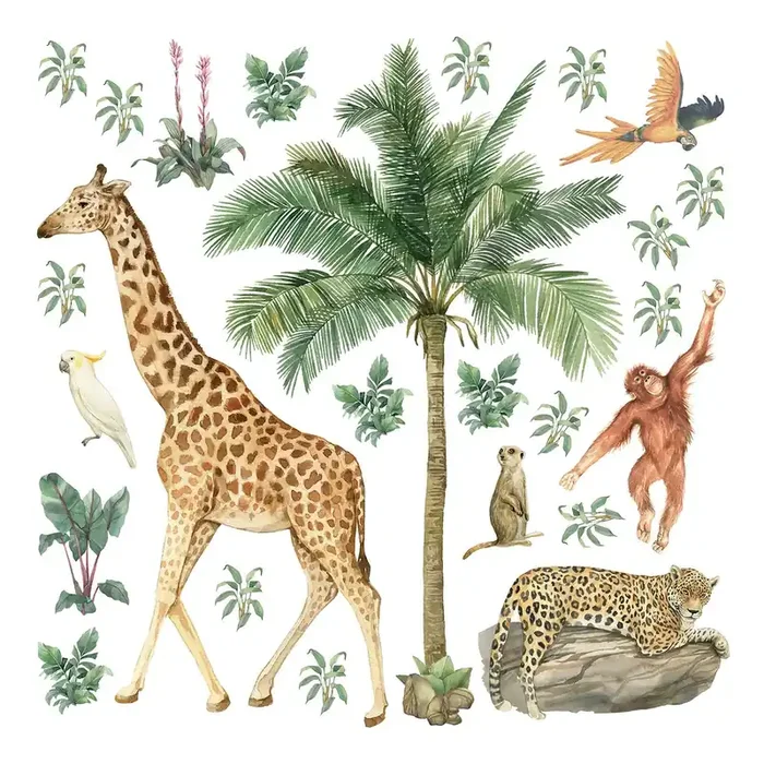 mural decorativo autoadhesivo animales de la selva verde selva de Sanders & Sanders – 601332