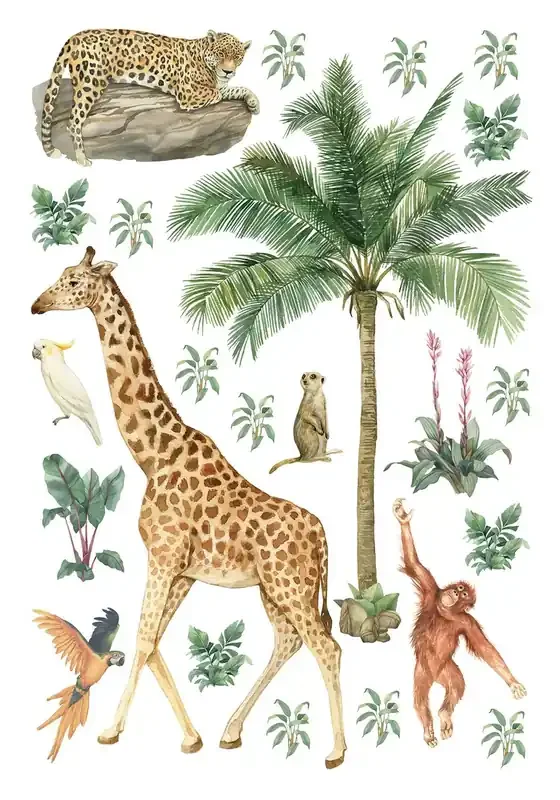 mural decorativo autoadhesivo animales de la selva verde selva de Sanders & Sanders – 601343