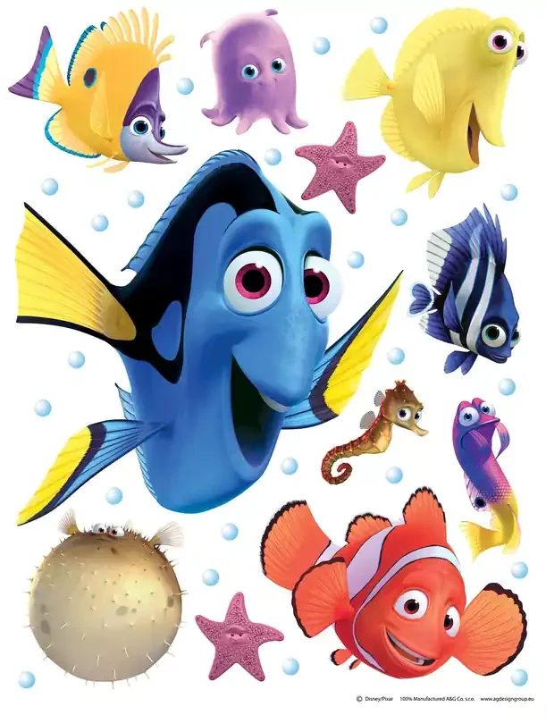 mural decorativo autoadhesivo Buscando a Dory blanco y azul de Disney – 600101