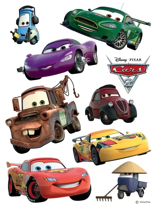 mural decorativo autoadhesivo Cars rojo, amarillo y verde de Disney – 600205