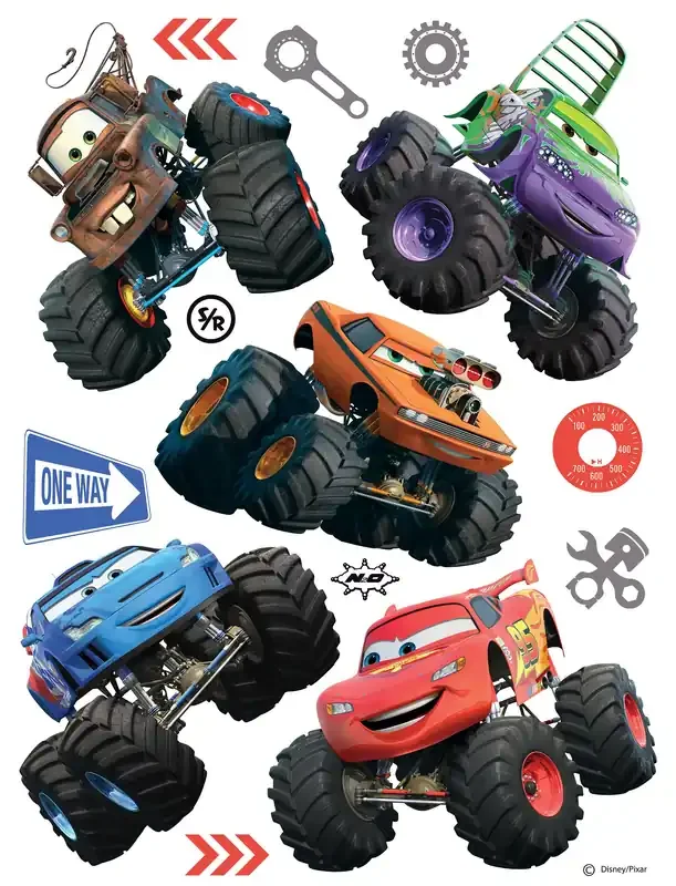 mural decorativo autoadhesivo Cars rojo, naranja y azul de Disney – 600134