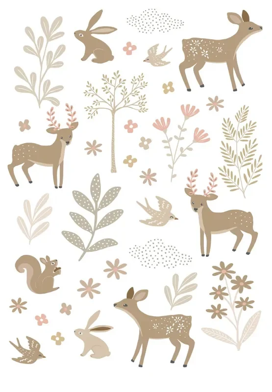 mural decorativo autoadhesivo ciervos beige y rosa de ESTAhome – 156122