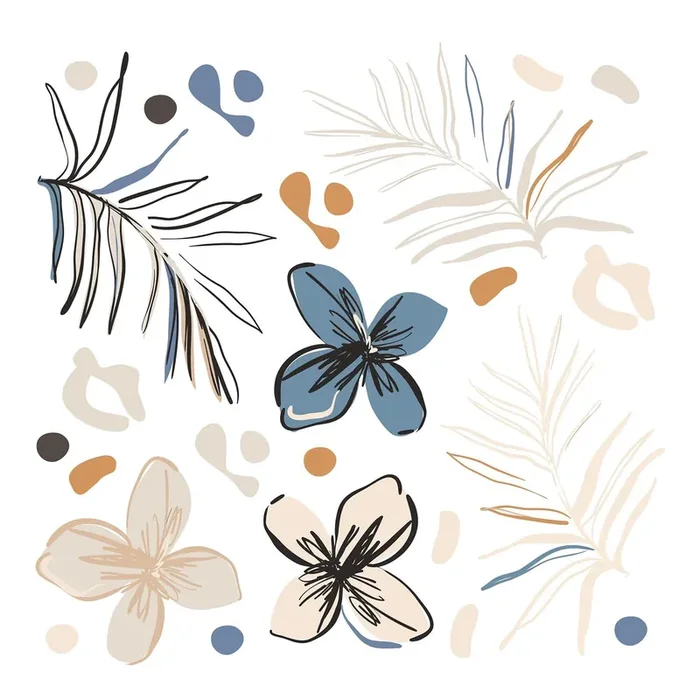 mural decorativo autoadhesivo diseño floral beige, azul y naranja de Sanders & Sanders – 601330