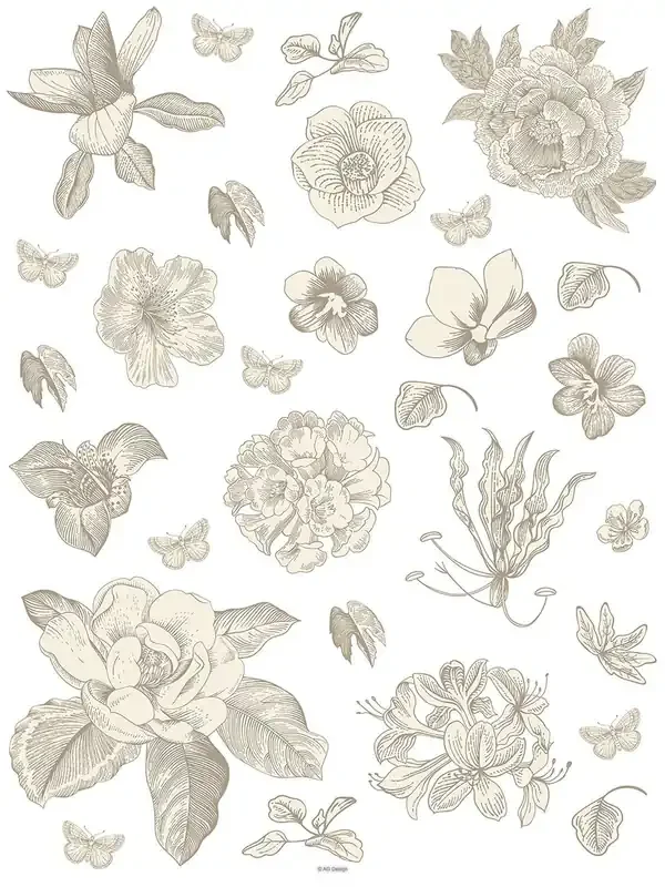 mural decorativo autoadhesivo flores gris cálido de Sanders & Sanders – 601351
