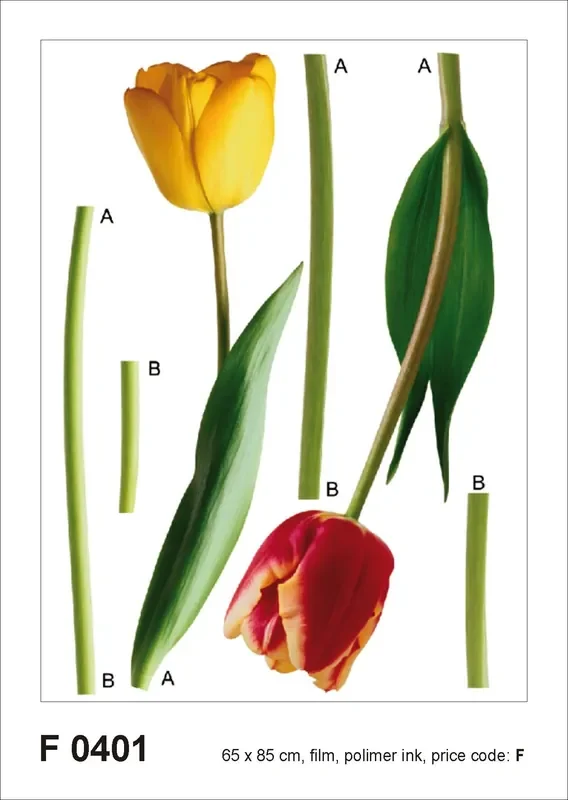 mural decorativo autoadhesivo flores verde, amarillo y rojo de Sanders & Sanders – 600248