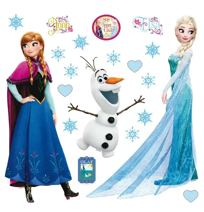 mural decorativo autoadhesivo Frozen Anna & Elsa azul y morado de Disney – 600224