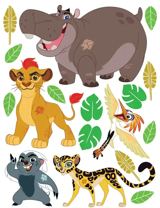 mural decorativo autoadhesivo La guardia del león marrón, amarillo y verde de Disney – 600157