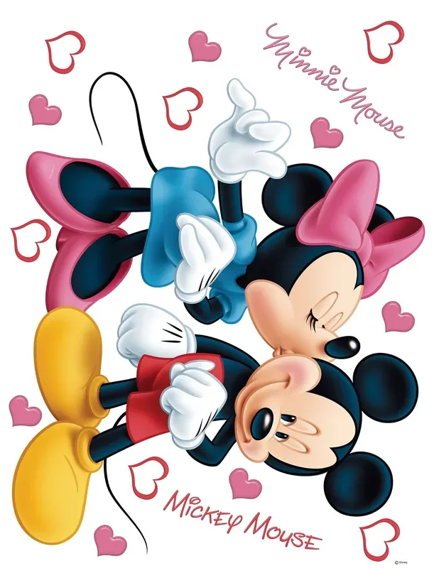 mural decorativo autoadhesivo Minnie & Mickey Mouse rosa, rojo, amarillo y azul de Disney – 600200