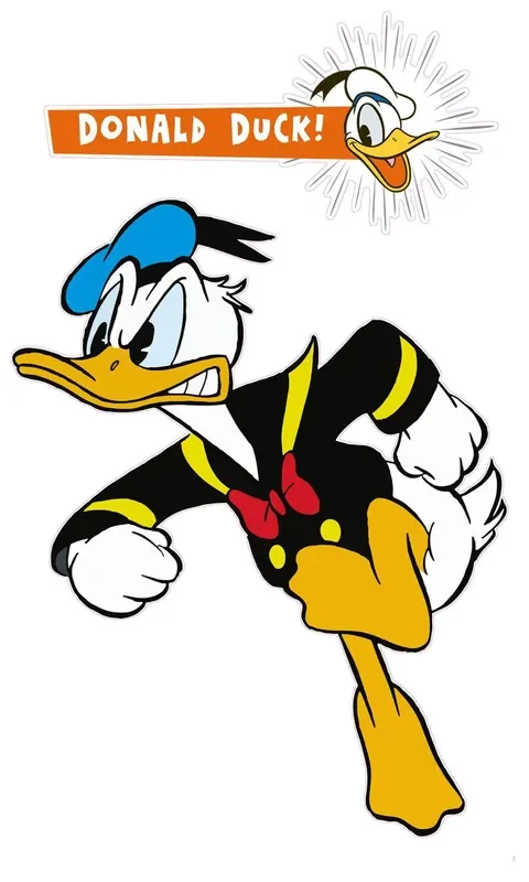 mural decorativo autoadhesivo Pato Donald amarillo, azul y blanco y negro de Disney – 612441