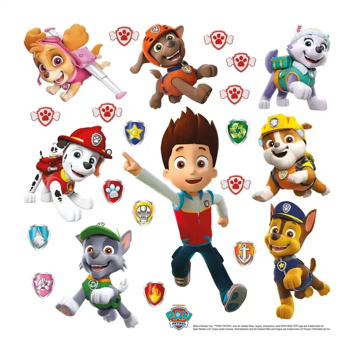 mural decorativo autoadhesivo PAW Patrol amarillo, azul y rojo de Sanders & Sanders – 600241