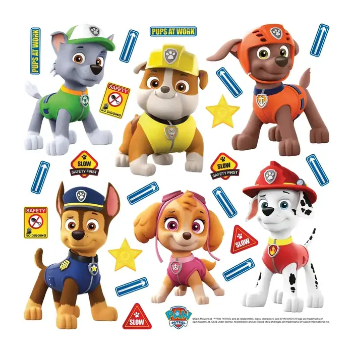 mural decorativo autoadhesivo PAW Patrol azul, amarillo y naranja de Sanders & Sanders – 600239