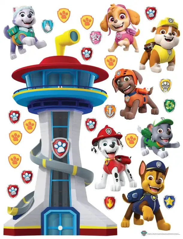mural decorativo autoadhesivo PAW Patrol azul, rojo y amarillo de Sanders & Sanders – 600174