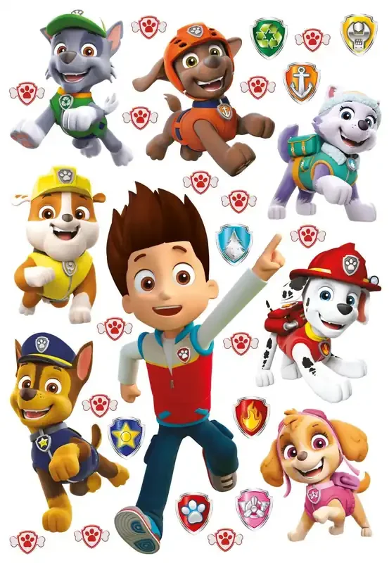 mural decorativo autoadhesivo PAW Patrol marrón, rojo y amarillo de Sanders & Sanders – 600117
