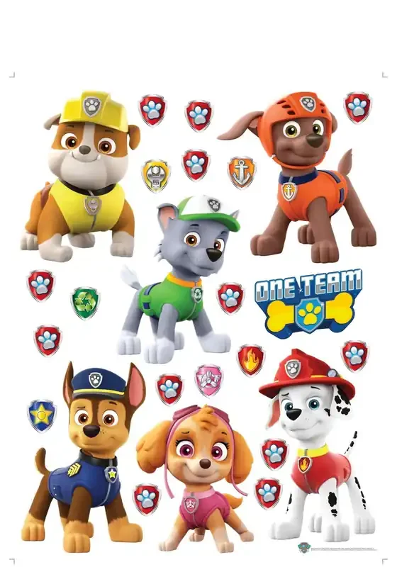mural decorativo autoadhesivo PAW Patrol rojo, amarillo y verde de Sanders & Sanders – 600176