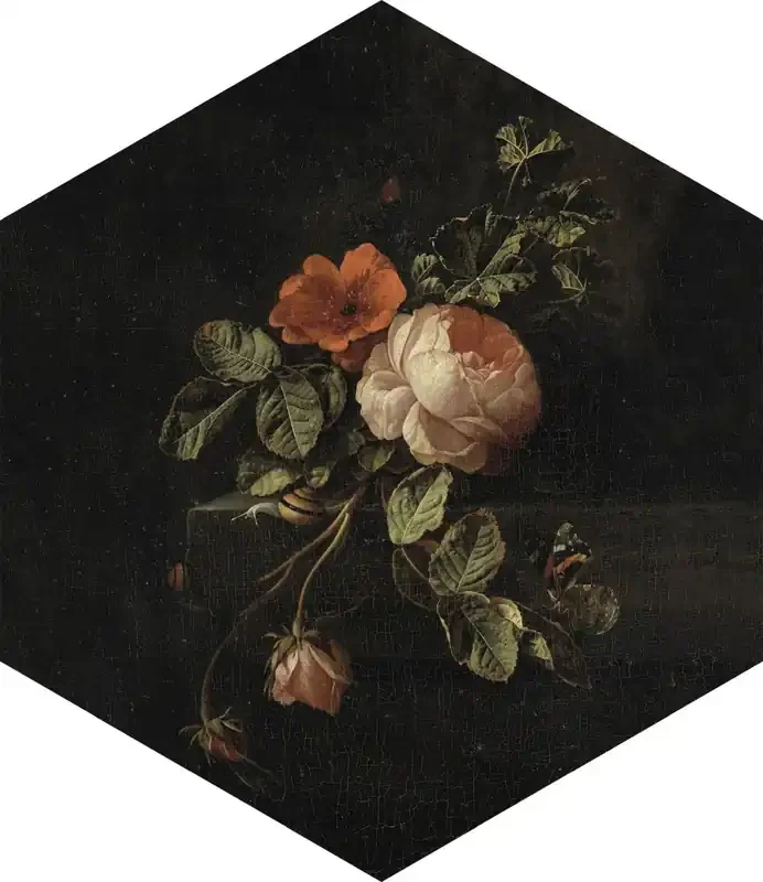 mural decorativo autoadhesivo ramo de flores rojo oscuro y negro de ESTAhome – 158997