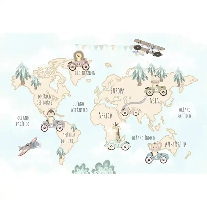 Mural Infantil Mapa Aventuras Retro VCMA-046