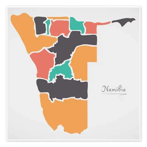 Namibia map modern abstract with round shapes de Ingo Menhard