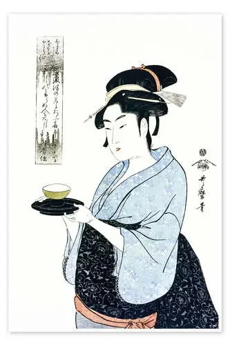 Naniwaya Okita sirve una taza de té en la famosa casa de té de Kitagawa Utamaro Bridgeman Images