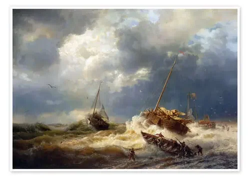 Naves en una tormenta en la costa holandesa, 1854 de Andreas Achenbach Bridgeman Images