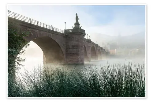 Neckar and Old Bridge in Heidelberg in autumn de Jan Christopher Becke