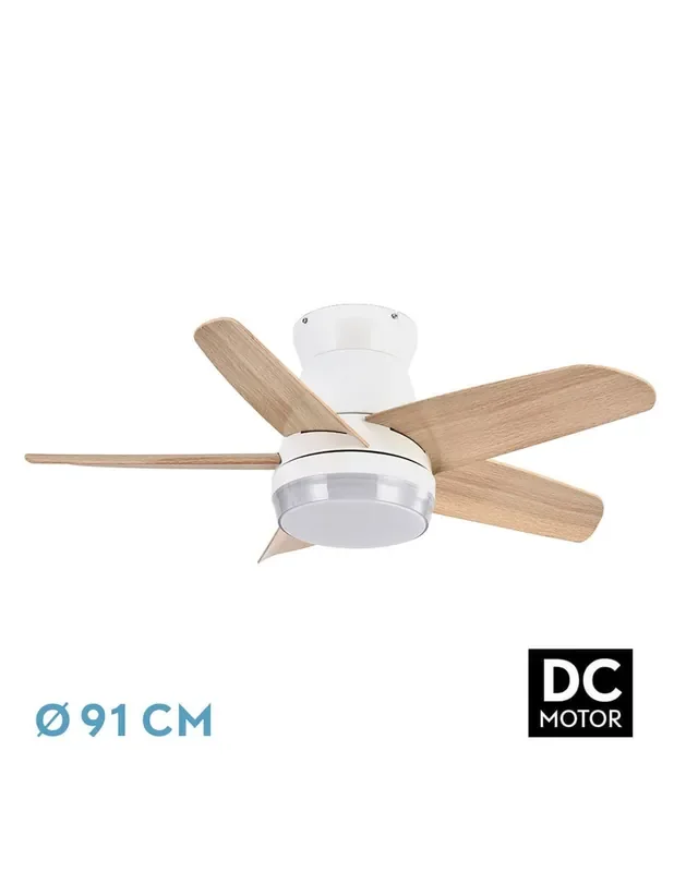 Neutrón Ventilador Fabrilamp Blanco Haya