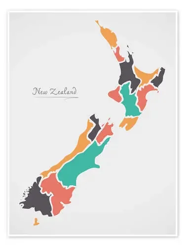New Zealand map modern abstract with round shapes de Ingo Menhard