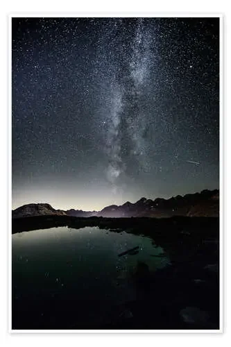 Nightscape from Muottas Muragl with small pond Engadin, Switzerland de Peter Wey