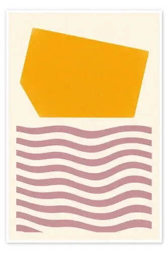 Ochre Sun over Mauve Waves Mid-Century de Gradient Grooves
