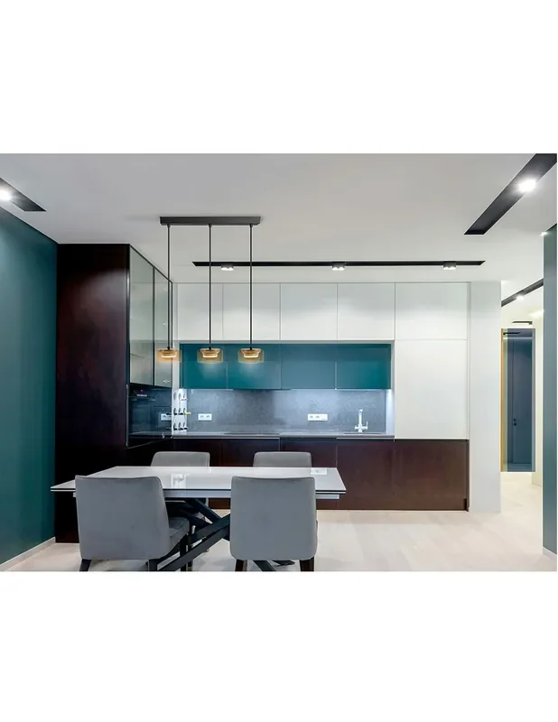 Olaia Lámpara Lineal 3 Luces Negro Ambar